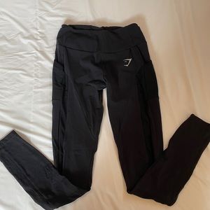 Gym shark leggings with mesh paneling